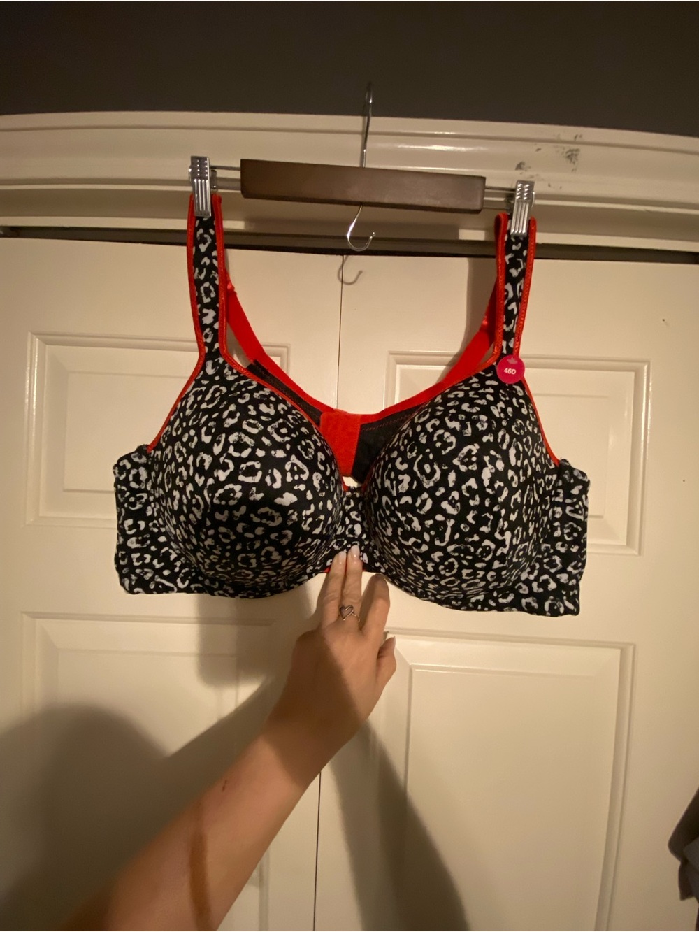 New Ashley Stewart Black and Red Leopard Print Full Coverage Bra
